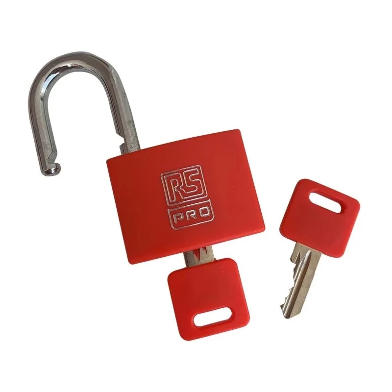 RS PRO Key Aluminium Padlock, 6 mm Shackle Diameter, 22 mm Shackle Length, 43 mm Body Width, Red, Indoor & Outdoor 195-8236