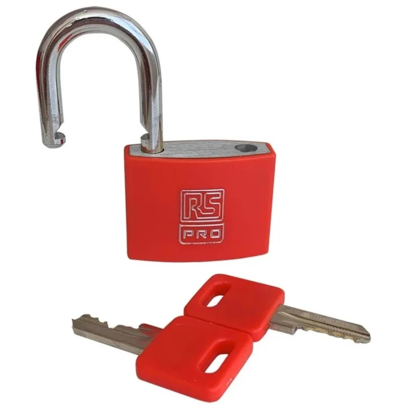 RS PRO Key Aluminium Padlock, 6 mm Shackle Diameter, 22 mm Shackle Length, 43 mm Body Width, Red, Indoor & Outdoor 195-8236