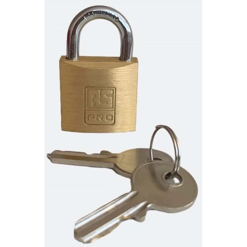RS PRO Brass Padlock Stainless Steel Shackle Keyed Alike 5 mm Shackle Diameter 14 mm Length 30 mm Body Width 195-8241