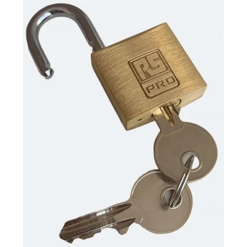 RS PRO Brass Padlock Stainless Steel Shackle Keyed Alike 5 mm Shackle Diameter 14 mm Length 30 mm Body Width 195-8241