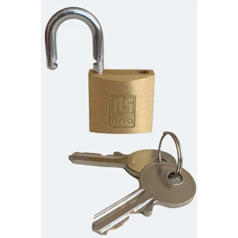 RS PRO Brass Padlock Stainless Steel Shackle Keyed Alike 5 mm Shackle Diameter 14 mm Length 30 mm Body Width 195-8241