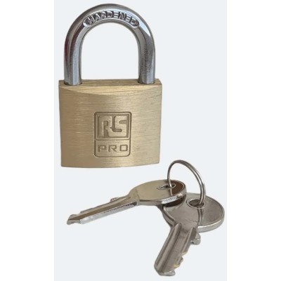 RS PRO Brass Anti-Pick Padlock Stainless Steel Shackle 6mm Diameter 40mm Body 195-8244