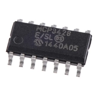 Microchip 4-Channel 16-bit Delta Sigma ADC Serial I2C Interface 0.02 ksps, 14-Pin SOIC MCP3428-E/SL