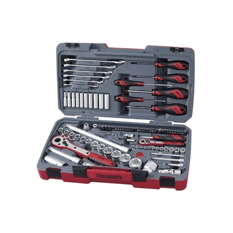 Teng Tools 95 Piece Automotive Tool Kit Chrome Vanadium Satin Finish Socket Spanners TM095