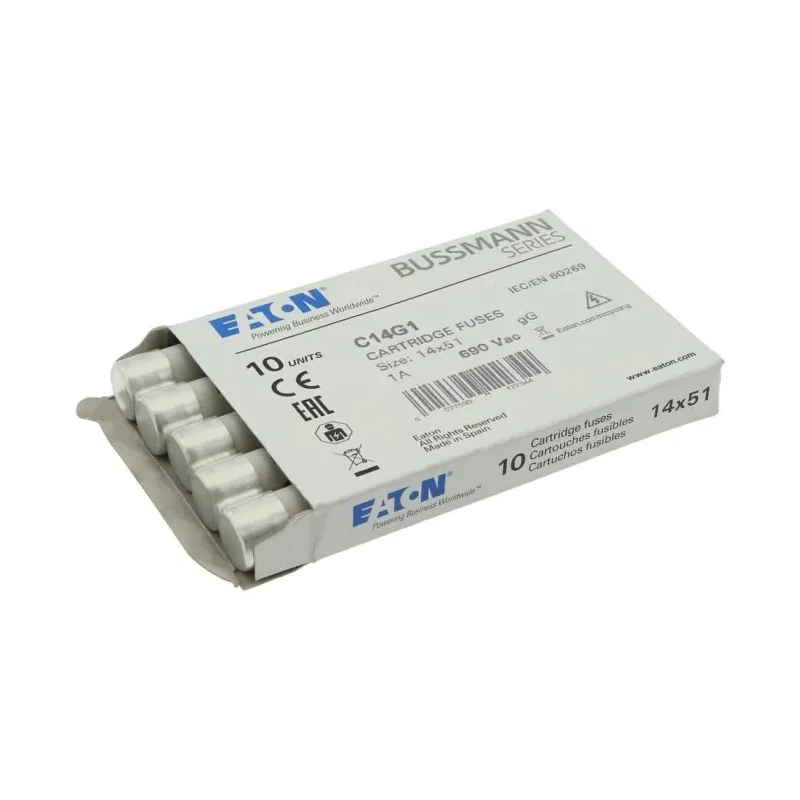 Eaton 1A Ceramic Cartridge Fuse 14 x 51 mm 690V AC Industrial Protection C14G1