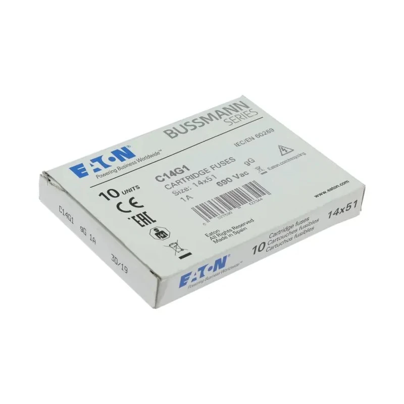 Eaton 1A Ceramic Cartridge Fuse 14 x 51 mm 690V AC Industrial Protection C14G1