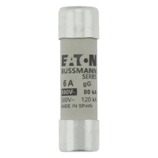 Eaton Ceramic Cartridge Fuse, 6A Current, 690V AC, 14 x 51 mm, gG Classification, Bussmann Series C14G6