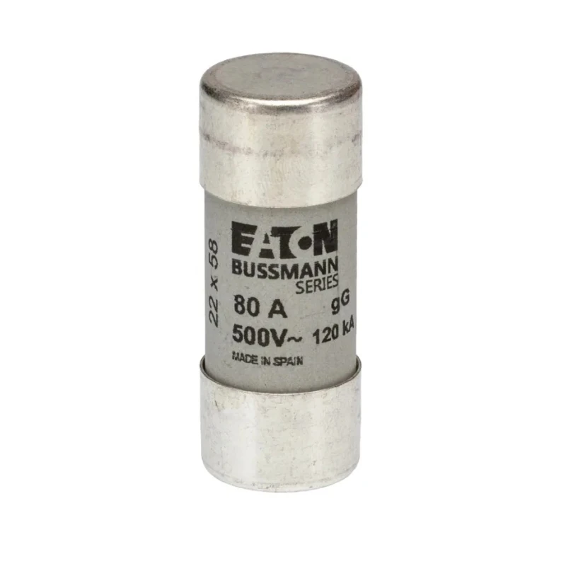 Eaton 80A Ceramic Cartridge Fuse 22 x 58 mm 500V AC High Breaking Capacity C22G80