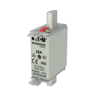 Eaton 25A Centred Tag Fuse NH01 500V AC High Rupture Capacity Blade Tag 25NHG000B