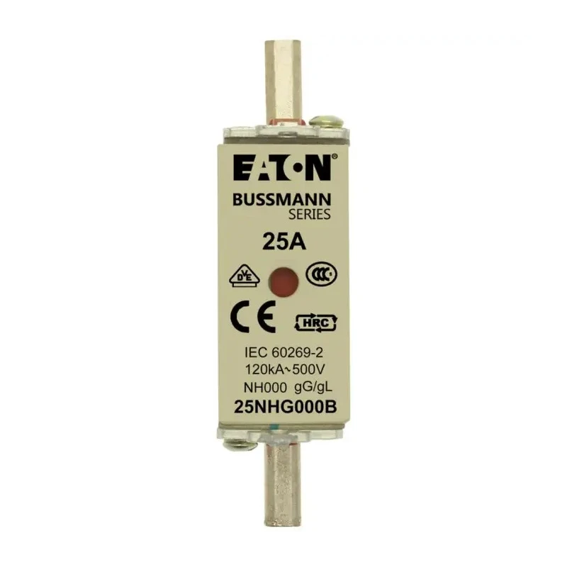 Eaton 25A Centred Tag Fuse NH01 500V AC High Rupture Capacity Blade Tag 25NHG000B