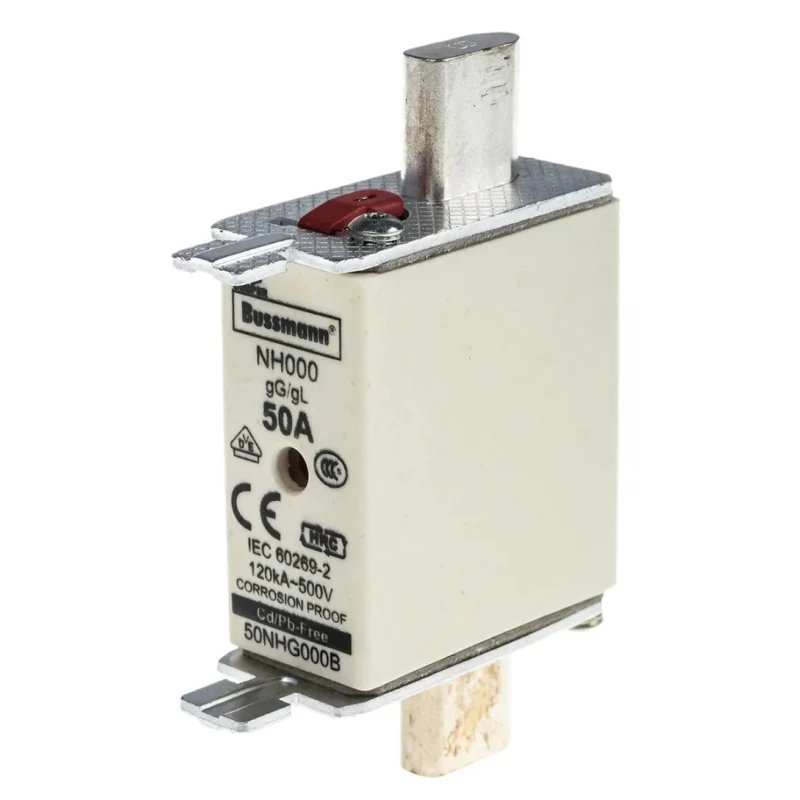 Eaton 50A Centred Tag Fuse NH000 500V AC High Rupture Capacity Dual Indication NH000 