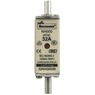Eaton 32A Centred Tag Fuse NH000 500V AC High Rupture Capacity Dual Indication NH000