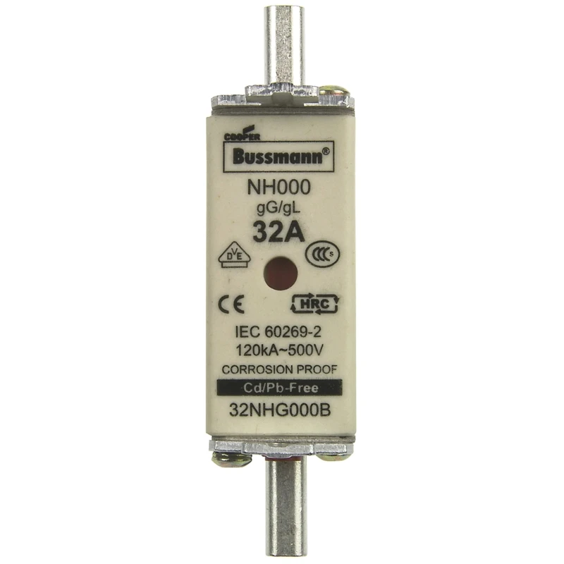 Eaton 32A Centred Tag Fuse NH000 500V AC High Rupture Capacity Dual Indication NH000