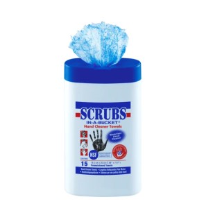 SCRUBS® Wet Hand Wipes Box of 15 Single Use, Biodegradable Cleaning Wipes 042215