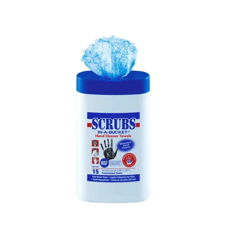 SCRUBS® Wet Hand Wipes Box of 15 Single Use, Biodegradable Cleaning Wipes 042215