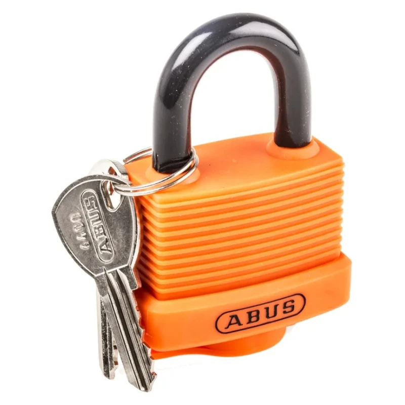 ABUS Keyed Aluminium, Steel Safety Padlock Weatherproof 8 mm Shackle Diameter 24.5 mm Shackle Length 53 mm 70AL/45 ORANGE KA