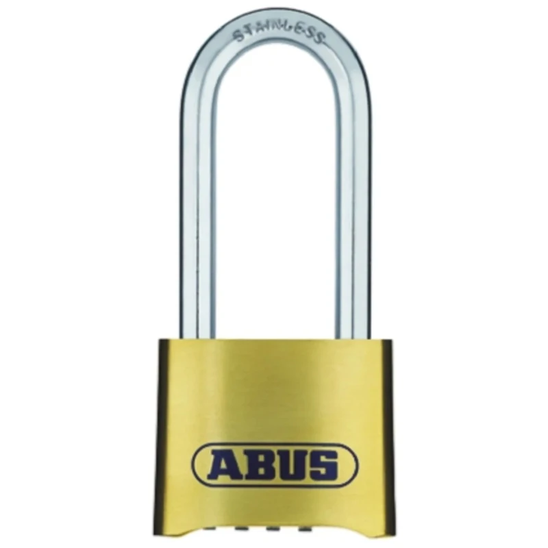 ABUS Weatherproof Combination Padlock Brass Body Stainless Steel 8mm Shackle 63mm Length 180IB/50HB63