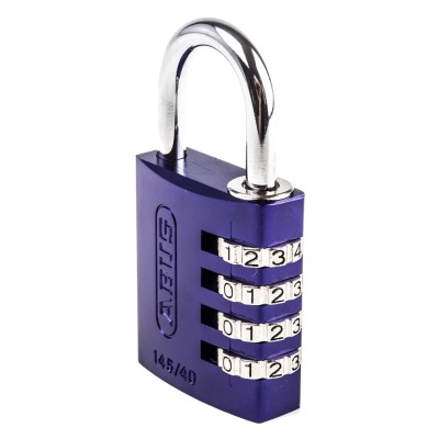 ABUS Combination Padlock Aluminium Safety Padlock Weatherproof, 6 mm Shackle Diameter, 27 mm Shackle Length, 40 145/40 Lilac