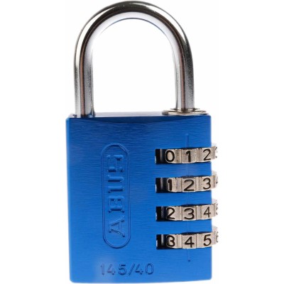 ABUS Combination Padlock Steel Aluminium Safety Padlock Weatherproof 6mm Shackle 40mm Body 145/40 BLEU B/DFNLI