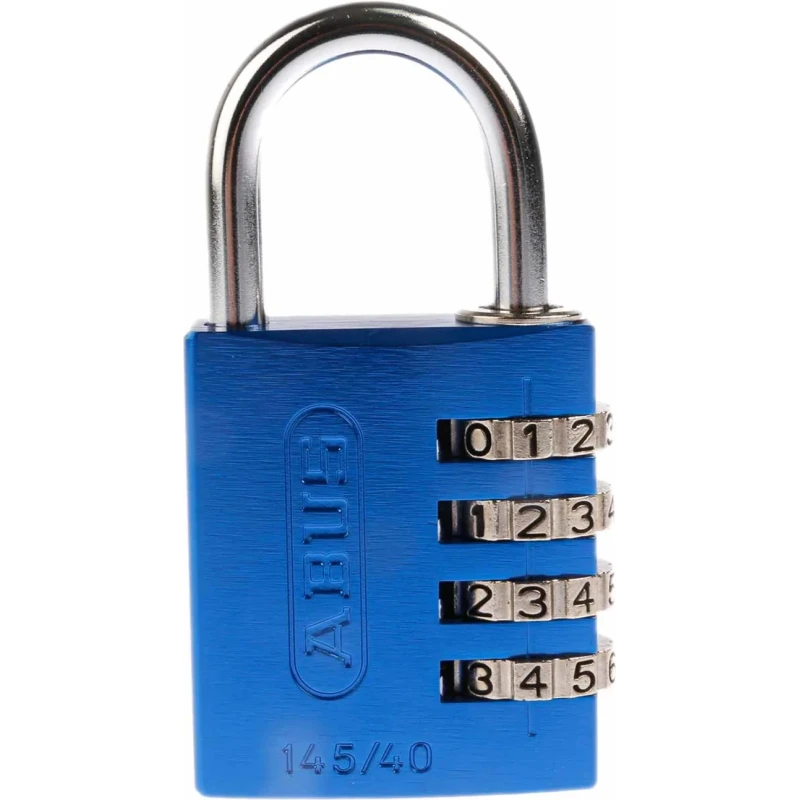ABUS Combination Padlock Steel Aluminium Safety Padlock Weatherproof 6mm Shackle 40mm Body 145/40 BLEU B/DFNLI