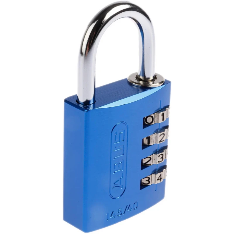 ABUS Combination Padlock Steel Aluminium Safety Padlock Weatherproof 6mm Shackle 40mm Body 145/40 BLEU B/DFNLI
