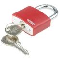 ABUS Aluminium Steel Weatherproof Safety Padlock, Keyed Alike, 6.5 mm Shackle Diameter, 22.5 mm 49940 - T65AL/40 Red KA 6401