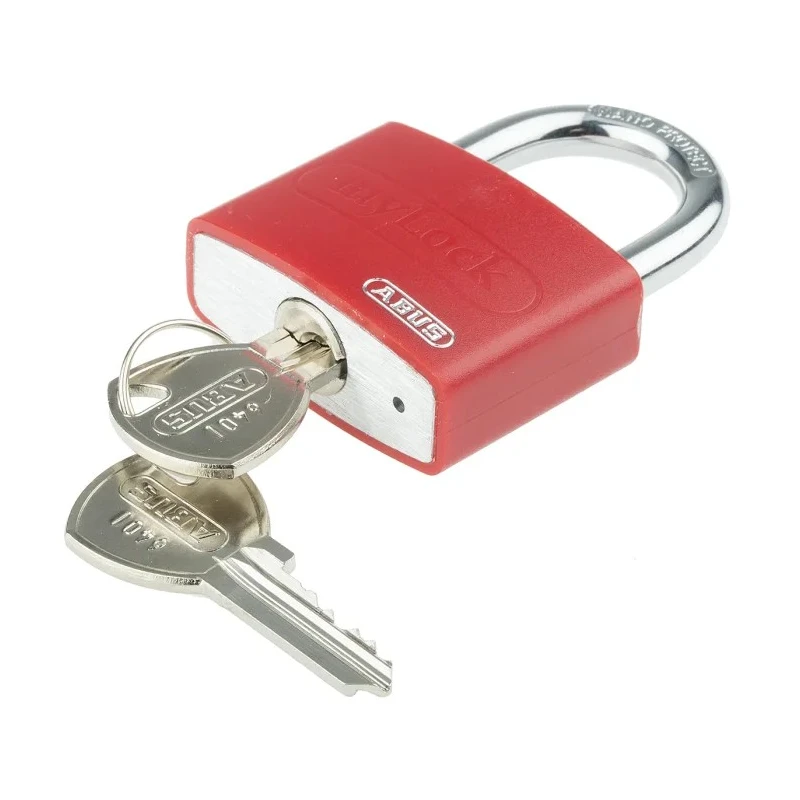 ABUS Aluminium Steel Weatherproof Safety Padlock, Keyed Alike, 6.5 mm Shackle Diameter, 22.5 mm 49940 - T65AL/40 Red KA 6401