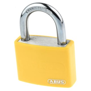 ABUS Key Aluminium Steel Safety Padlock, Weatherproof, 6.5 mm Shackle Diameter, 22.5 mm Shackle 50868- T65AL/40 Yellow