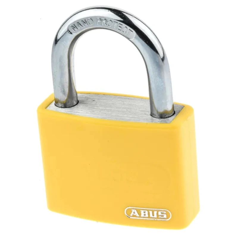 ABUS Key Aluminium Steel Safety Padlock, Weatherproof, 6.5 mm Shackle Diameter, 22.5 mm Shackle 50868- T65AL/40 Yellow