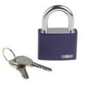 ABUS Keyed Steel and Aluminium Weatherproof Safety Padlock 6.5 mm Shackle Diameter, 43 mm 49937 - T65AL/40 Liliac KA 6401