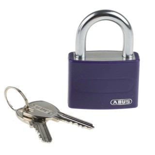 ABUS Keyed Steel and Aluminium Weatherproof Safety Padlock 6.5 mm Shackle Diameter, 43 mm 49937 - T65AL/40 Liliac KA 6401