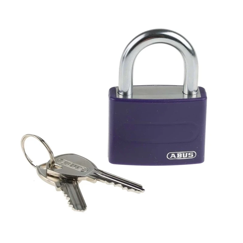 ABUS Keyed Steel and Aluminium Weatherproof Safety Padlock 6.5 mm Shackle Diameter, 43 mm 49937 - T65AL/40 Liliac KA 6401