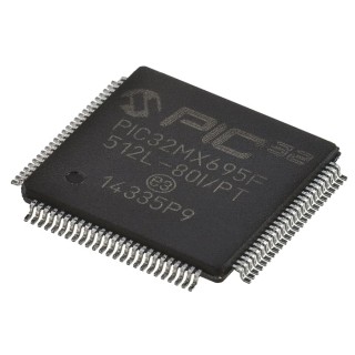 Microchip 32 bit PIC PIC32MX Microcontroller 80 MHz 12 kB RAM 512 kB FLASH 100-Pin TQFP PIC32MX695F512L-80I/PT