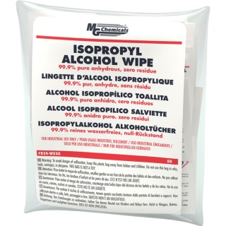 MG Chemicals Wet Isopropanol Industrial Alcohol Wipes Pack of 50 130 mm x 150 mm 824-WX50
