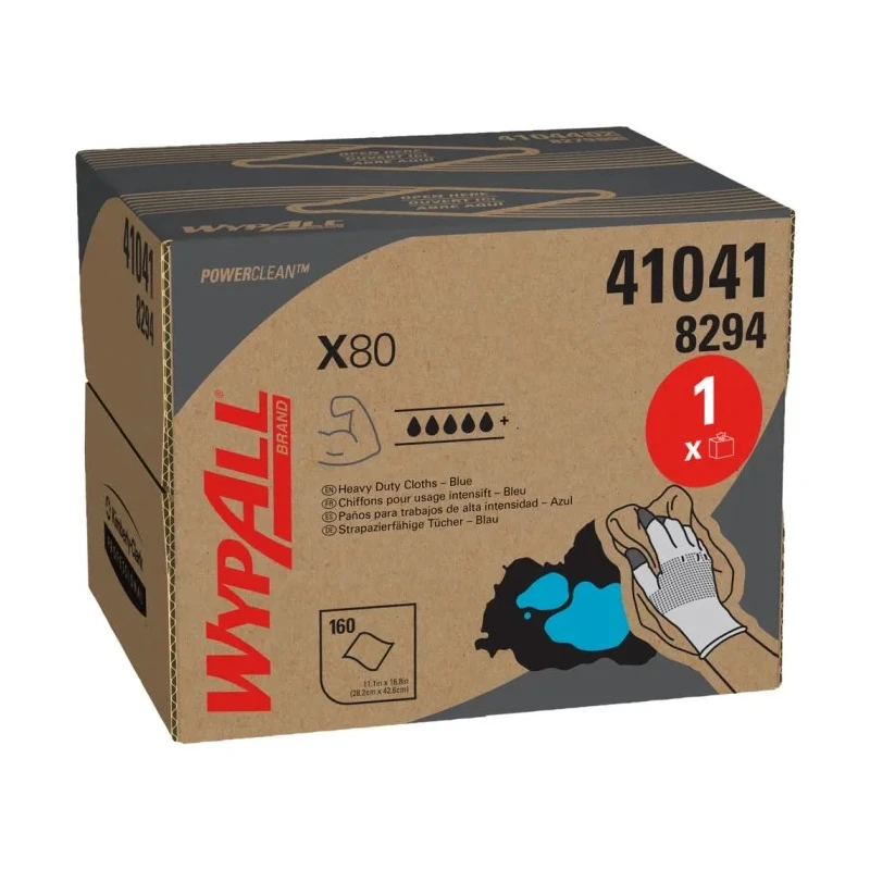 WYPALL WypAll X80 Blue Cloths for General Cleaning Dry Use Box of 152 Pieces 426 x 282 mm Repeat Use 8294003