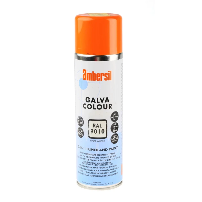 Ambersil 500 ml RAL 9010 White Satin Spray Paint Zinc-Phosphate Enhanced Primer Belgium 6190011538