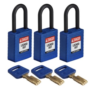 Brady Blue Padlock Plastic Nylon Shackle 6.35mm Diameter, 38.1mm Length 150268