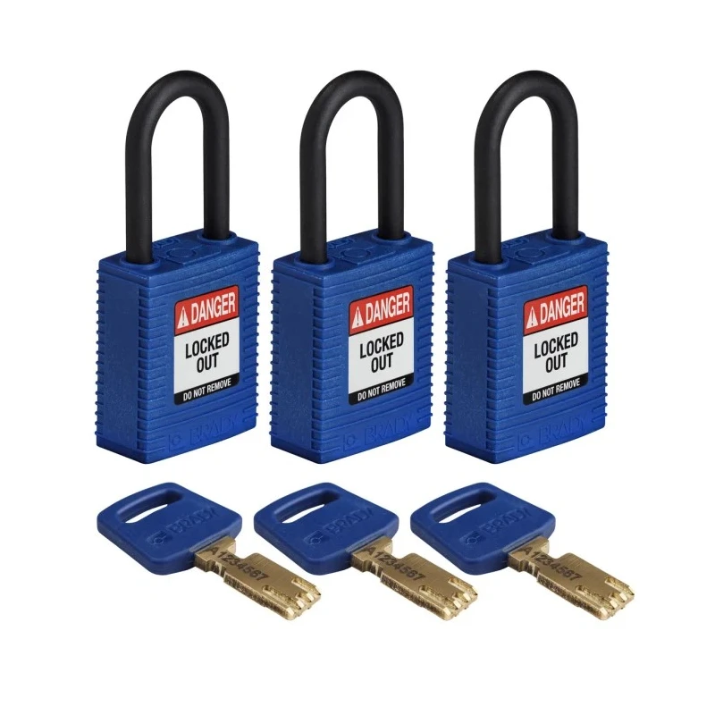 Brady Blue Padlock Plastic Nylon Shackle 6.35mm Diameter, 38.1mm Length 150268