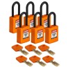 Brady Orange Padlock Plastic Nylon 6.35 mm Shackle Diameter 38.1 mm ANSI Standard 150310