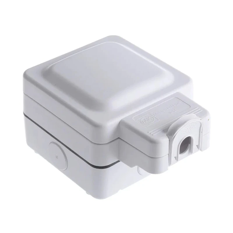 MK Electric 13A White 1 Gang Plug Socket Indoor & Outdoor Type G British K56480WHI