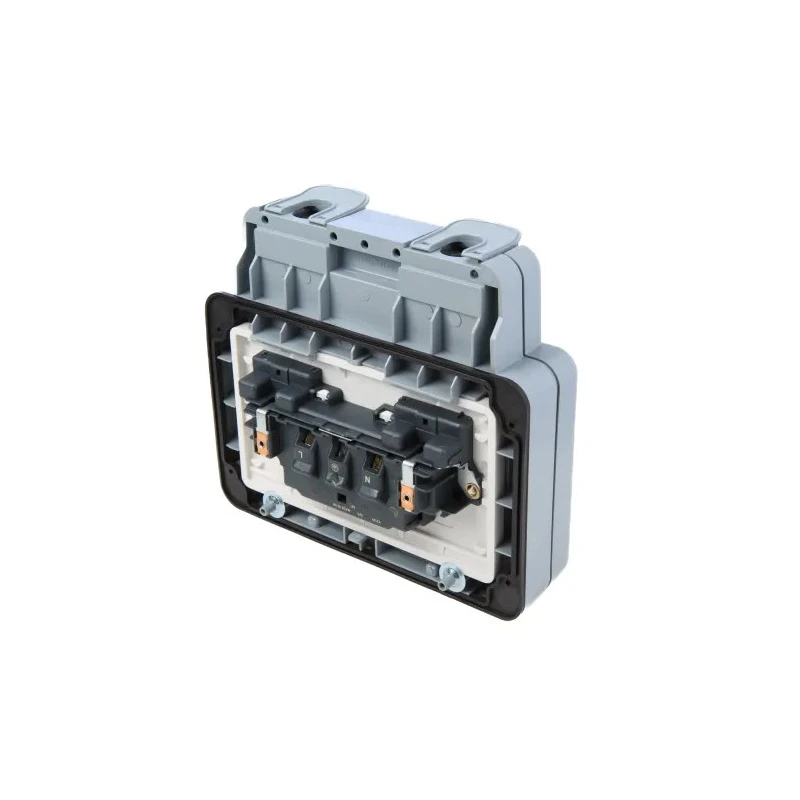 MK Electric 13A Grey 2 Gang Flush Mount Switched Plug Socket Type G British Standard K56482GRY