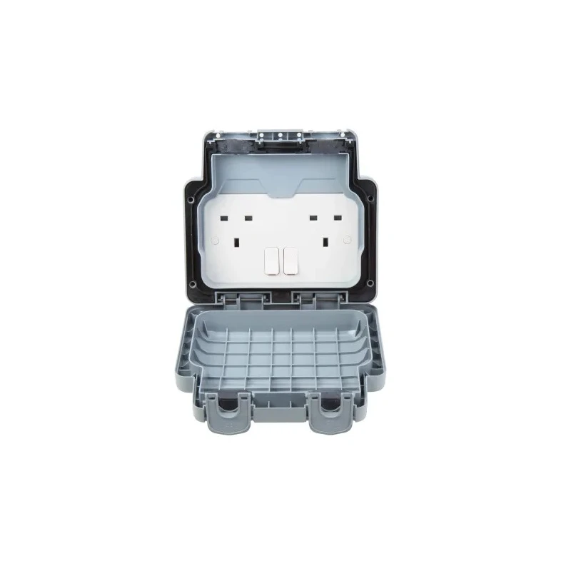 MK Electric 13A Grey 2 Gang Flush Mount Switched Plug Socket Type G British Standard K56482GRY