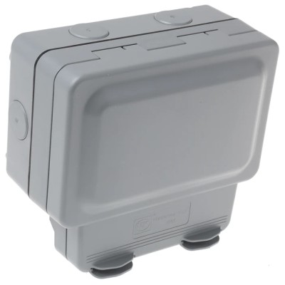 MK Electric 13A Grey 2 Gang Plug Socket Indoor & Outdoor Type G Flush Mount K56481GRY