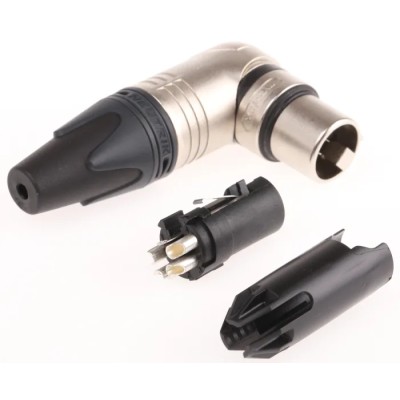 Neutrik 4-Contact Right Angle Female XLR Cable Connector 50V 10A Silver over Nickel Plating NC4FRX