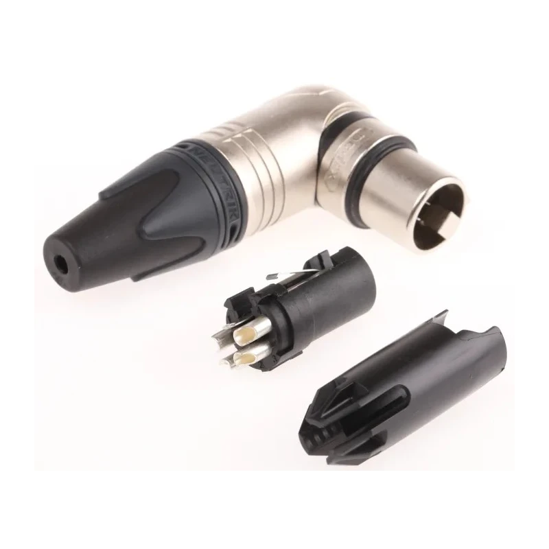Neutrik 4-Contact Right Angle Female XLR Cable Connector 50V 10A Silver over Nickel Plating NC4FRX