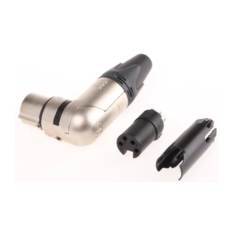 Neutrik 4-Contact Right Angle Female XLR Cable Connector 50V 10A Silver over Nickel Plating NC4FRX