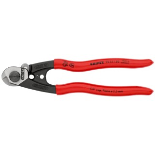 Knipex Wire Rope Cutter Straight 190 mm Chrome Vanadium Steel Blade Plastic Handle 7 mm Capacity 95 61 190