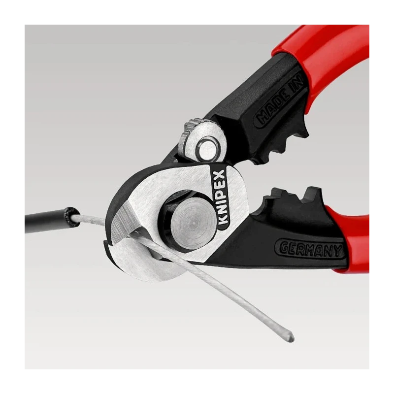 Knipex Wire Rope Cutter Straight 190 mm Chrome Vanadium Steel Blade Plastic Handle 7 mm Capacity 95 61 190