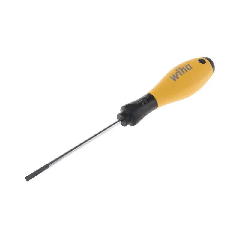 Wiha Slotted Screwdriver, 100 mm Blade, 211 mm Overall, Chrome Vanadium Steel Blade, Bi-Material Handle 27151