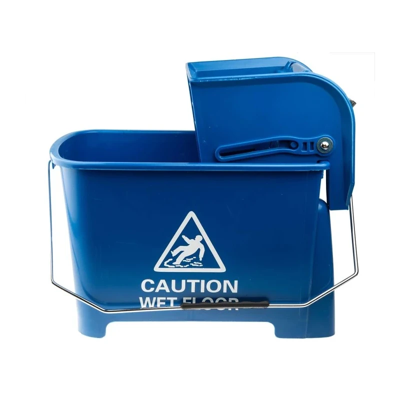 RS PRO 20L Plastic Blue Mop Bucket with Handle Wheeled Wringer 705-6268